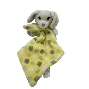 Little Beginnings White Dog Yellow spot blanket‎ lovey 9" embroidered toy plush